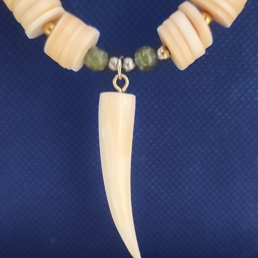 Yellow and Green Beaded Jewelry with Curved Pendant